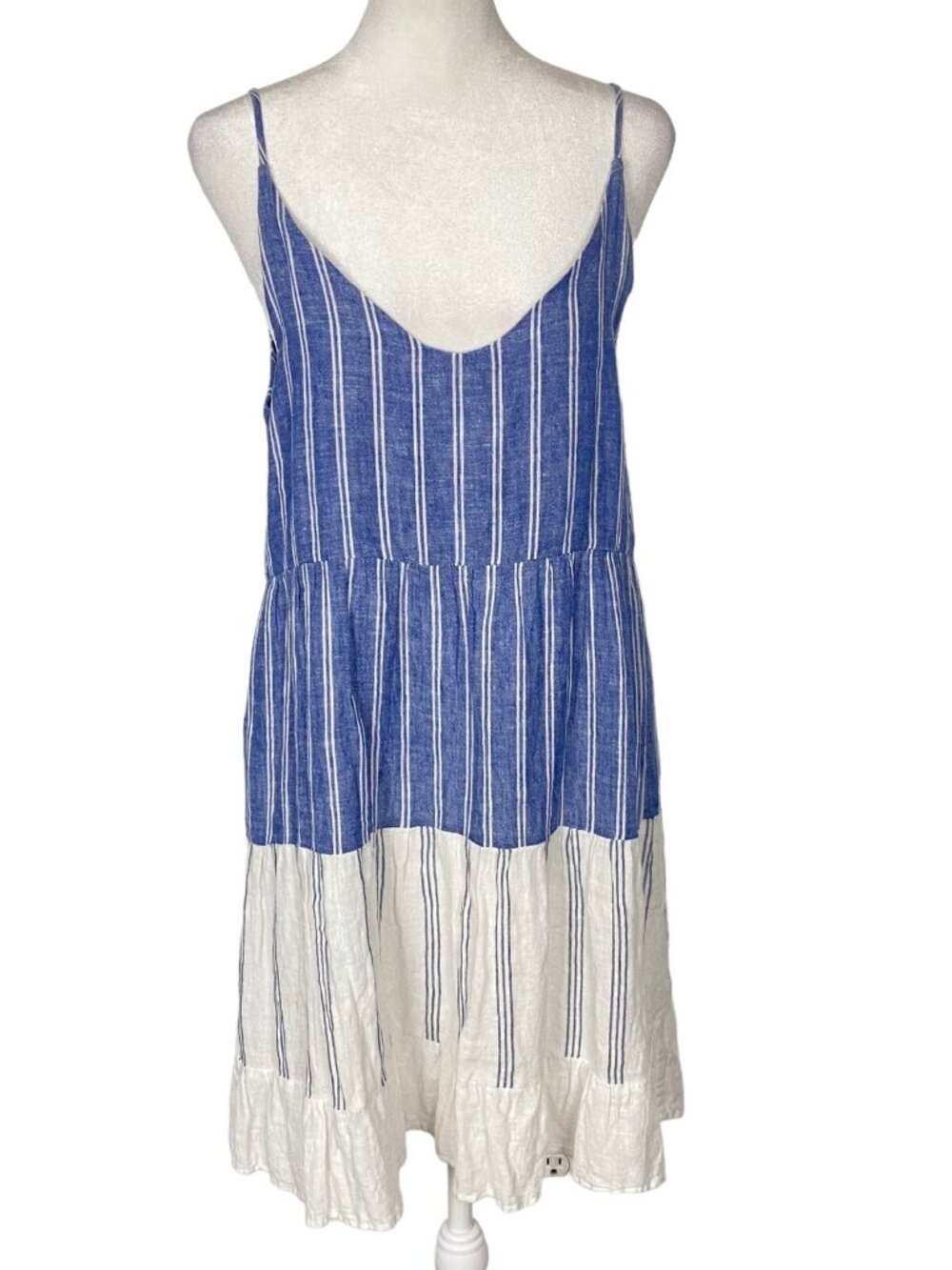 RAILS Women Mattie Mixed Blues Sleeveless Linen Blend Dress Sz S Blue Stripe 4-9 - Picture 2 of 11